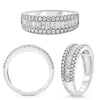 1.15CT DIAMOND 14K WHITE GOLD 3D ROUND & BAGUETTE CLASSIC 3 ROW ANNIVERSARY RING