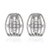 WIDE 1.08CT DIAMOND 18KT WHITE GOLD 3D MULTI ROW MATTE & SHINY CLIP ON EARRINGS