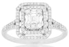 .52CT DIAMOND 14KT WHITE GOLD 3D ROUND & BAGUETTE CLUSTER DOUBLE FRIENDSHIP RING