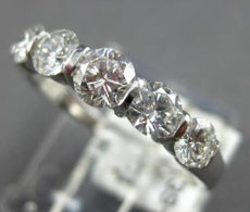 .90CT DIAMOND 14KT WHITE GOLD 3D ROUND 5 STONE CHANNEL WEDDING ANNIVERSARY RING