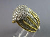 ANTIQUE LARGE 1.35CT DIAMOND 18K 2 TONE GOLD MULTI ROW FLOWER CLUSTER RING 27553