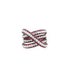 EXTRA LARGE 3.79CT DIAMOND & AAA RUBY 18KT WHITE GOLD MULTI ROW CRISS CROSS RING