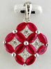 ESTATE 1.95CT DIAMOND & AAA RUBY 14K WHITE GOLD 3D MULTI FLOWER FLOATING PENDANT