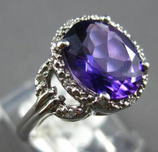 3.34CT DIAMOND & AAA AMETHYST 14KT WHITE GOLD OVAL & ROUND HALO FRIENDSHIP RING