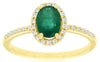 ESTATE .87CT DIAMOND & AAA EMERALD 14KT YELLOW GOLD OVAL & ROUND HALO LOVE RING