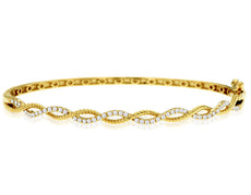 .36CT DIAMOND 14KT YELLOW GOLD ROUND INFINITY SEMI ETERNITY LOVE BANGLE BRACELET