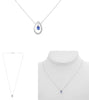 .26CT DIAMOND & AAA SAPPHIRE 14KT WHITE GOLD 3D PEAR SHAPE & ROUND LOVE NECKLACE