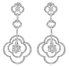 1.03CT DIAMOND 14K WHITE GOLD CLUSTER 4 LEAF CLOVER FLOWER LOVE HANGING EARRINGS