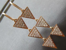 .98CT DIAMOND 14KT ROSE GOLD TRIANGULAR PAST PRESENT FUTURE FUN HANGING EARRINGS