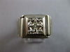 ESTATE LARGE .15CT DIAMOND 14KT WHITE GOLD 3D SOLITAIRE SQUARE MENS RING