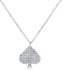 ESTATE .17CT DIAMOND 14KT WHITE GOLD 3D PAVE SPADE LUCKY FLOATING PENDANT
