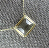 LARGE 6.0CT AAA LEMON QUARTZ 14K YELLOW GOLD EMERALD CUT SOLITAIRE LOVE NECKLACE