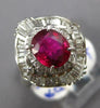 LARGE 2.17CT DIAMOND & AAA RUBY PLATINUM OVAL ROUND & BAGUETTE ENGAGEMENT RING