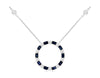 1.82CT DIAMOND & AAA SAPPHIRE 14KT WHITE GOLD 3D ROUND & BAGUETTE LOVE NECKLACE
