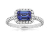 1.48CT DIAMOND & AAA TANZANITE 14KT WHITE GOLD EMERALD CUT HALO ENGAGEMENT RING