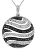 .75CT WHITE & BLACK DIAMOND 14KT WHITE GOLD MULTI ROW CIRCULAR FILIGREE PENDANT