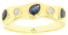 .63CT DIAMOND & AAAA SAPPHIRE 14K YELLOW GOLD PEAR SHAPE & ROUND ETOILE FUN RING