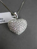 ESTATE LARGE 1.69CT DIAMOND 18KT WHITE GOLD 3D FILIGREE HEART FLOATING PENDANT