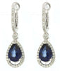 2.67CT DIAMOND & AAA SAPPHIRE 14KT WHITE GOLD 3D HALO LEVERBACK HANGING EARRINGS