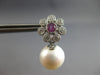 1.1CT DIAMOND & AAA PINK SAPPPHIRE & SOUTH SEA PEARL 14KT WHITE GOLD 3D EARRINGS