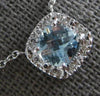 1.04CT DIAMOND & AAA AQUAMARINE 14KT WHITE GOLD 3D CUSHION & ROUND LOVE NECKLACE