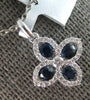 .48CT DIAMOND & AAA SAPPHIRE 18K WHITE GOLD CLASSIC FLOWER LOVE FLOATING PENDANT
