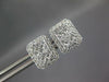 ESTATE LARGE .79CT DIAMOND 14KT WHITE GOLD 3D CLUSTER RECTANGULAR STUD EARRINGS