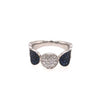 ESTATE .70CT DIAMOND & AAA SAPPHIRE 18KT WHITE GOLD 3D TRIPLE CIRCULAR FUN RING
