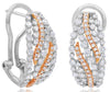 1.45CT DIAMOND 18KT ROSE & WHITE GOLD ROUND MULTI ROW OVAL CLIP ON FUN EARRINGS
