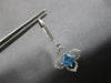 .87CT DIAMOND & AAA BLUE TOPAZ 14KT WHITE GOLD PRINCESS & ROUND HANGING EARRINGS