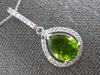 3.33CT DIAMOND & AAA PERIDOT 14KT WHITE GOLD PEAR SHAPE & ROUND FLOATING PENDANT