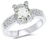 ESTATE 1.51CT DIAMOND & AAA GREEN AMETHYST 14KT WHITE GOLD OVAL & ROUND FUN RING