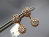 1.20CT DIAMOND 14KT ROSE GOLD 3D DOUBLE SOLITAIRE HALO FLOWER HANGING EARRINGS