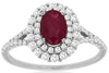 1.40CT DIAMOND & AAA RUBY 14KT WHITE GOLD OVAL & ROUND DOUBLE HALO CLASSIC RING