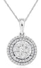 .50CT DIAMOND 14KT WHITE GOLD 3D CLUSTER FLOWER DOUBLE HALO FUN FLOATING PENDANT