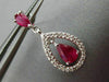 ESTATE 1.50CT DIAMOND & AAA RUBY 14KT WHITE GOLD TEAR DROP PEAR HANGING EARRINGS
