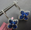 ESTATE LARGE 4.16CT DIAMOND & AAA SAPPHIRE 14K WHITE GOLD OVAL & ROUND HANGING EARRINGS