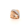 LARGE .59CT DIAMOND 18KT WHITE AND ROSE GOLD MULTI ROW CRISS CROSS X LOVE RING
