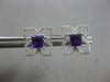 .75CT DIAMOND & AAA AMETHYST 14KT WHITE GOLD PRINCESS CUT & ROUND STUD EARRINGS