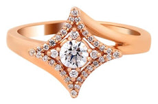 .40CT DIAMOND 18KT ROSE GOLD 3D SOLITAIRE GEOMETRICAL STAR CRISS CROSS FUN RING