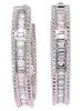 1.71CT DIAMOND 18KT WHITE GOLD BAGUETTE CLASSIC INSIDE OUT HOOP HANGING EARRINGS