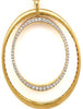 ESTATE LARGE .99CT DIAMOND 18K YELLOW GOLD DOUBLE OPEN OVAL FUN FLOATING PENDANT