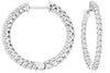 1.0CT DIAMOND 14KT WHITE GOLD 3D ROUND INSIDE OUT FILIGREE HOOP HANGING EARRINGS