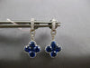 2.18CT DIAMOND & AAA SAPPHIRE 14KT WHITE GOLD 3D 4 LEAF CLOVER HANGING EARRINGS