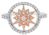 .41CT DIAMOND 18K WHITE & ROSE GOLD SUNBURST STAR FLORAL CIRCLE OF LIFE FUN RING