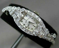 ANTIQUE 2.15CT OLD MINE DIAMOND PLATINUM & 14KT WHITE GOLD HAMILTON WATCH #23761