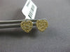 ESTATE .16CT DIAMOND 14KT YELLOW GOLD 3D PAVE HEART SHAPE CLASSIC STUD EARRINGS