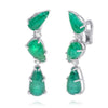 30.38CT DIAMOND & AAA EMERALD 18K WHITE GOLD ROUND & PEAR SHAPE CLIP ON EARRINGS