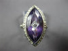 ANTIQUE LARGE 8.03CT OLD MINE DIAMOND & AMETHYST 14KT WHITE GOLD MARQUISE RING