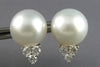 LARGE .6CT DIAMOND & AAA SOUTH SEA PEARL 18K WHITE GOLD TRIANGULAR STUD EARRINGS